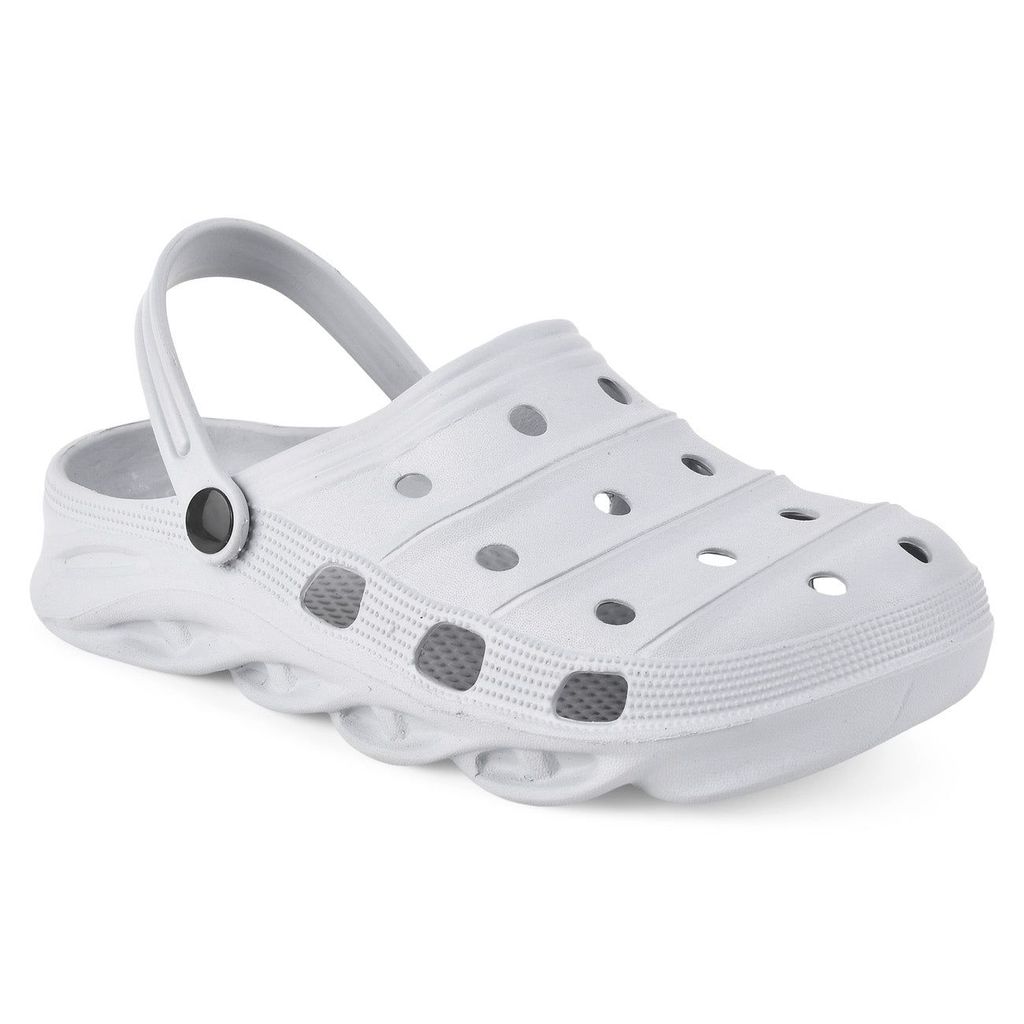 Luxurious Men Paragon Light Grey Ultra-Comfortable Self-Design Clogs for Men 2025 at ShopCircuit