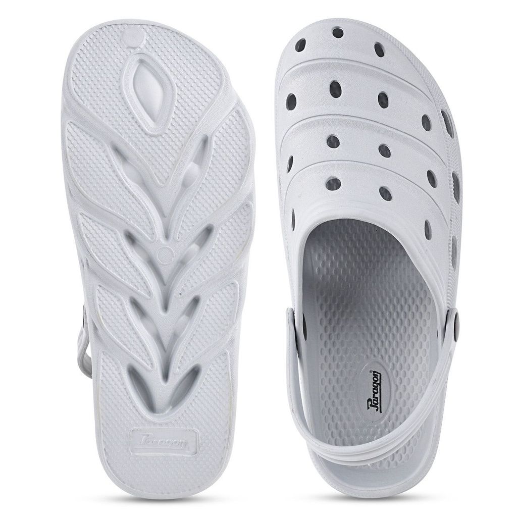 Paragon Light Grey Ultra-Comfortable Self-Design Clogs for Men