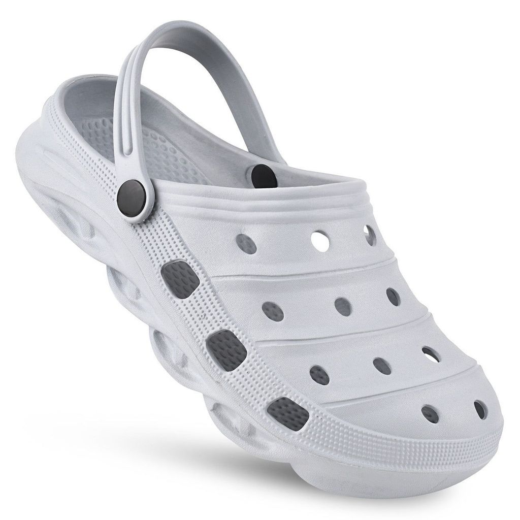 Paragon Light Grey Ultra-Comfortable Self-Design Clogs for Men