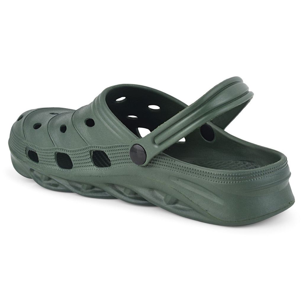 Paragon Olive Green Ultra-Comfortable Self-Design Clogs for Men