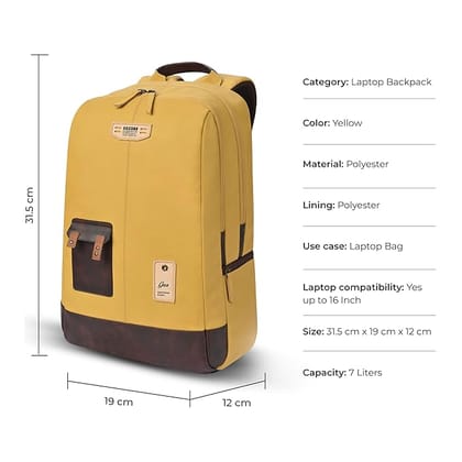 Gear Classic 2 Anti Theft Faux leather Large Water Resistant Laptop Backpack/Casual Backpack/Daypack/Travel Backpack/College Bag For Men/Women (yellow)