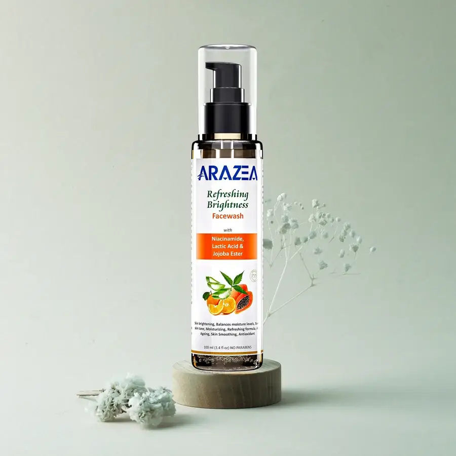 Arazea Refresh Brightening Face Wash with Lactic Acid, Niacinamide &amp; Jojoba Ester | Women &amp; Men | 100 ml