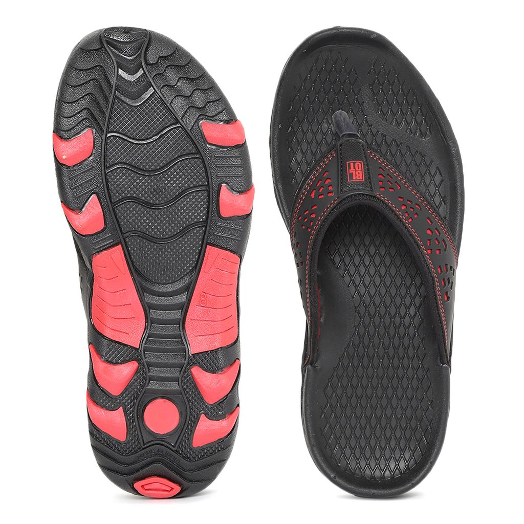 Affordable Men Paragon Black and Red Ultra-Durable Everyday Flip Flops for Men 2025 at ShopCircu