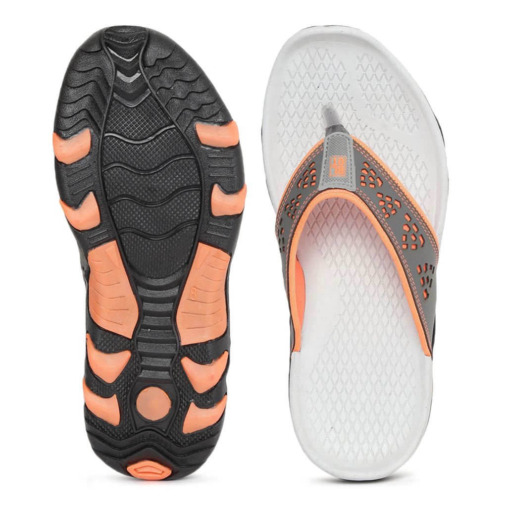 New Men Paragon Grey and Orange Ultra-Durable Everyday Flip Flops for Men 2025 at ShopCircuit | 