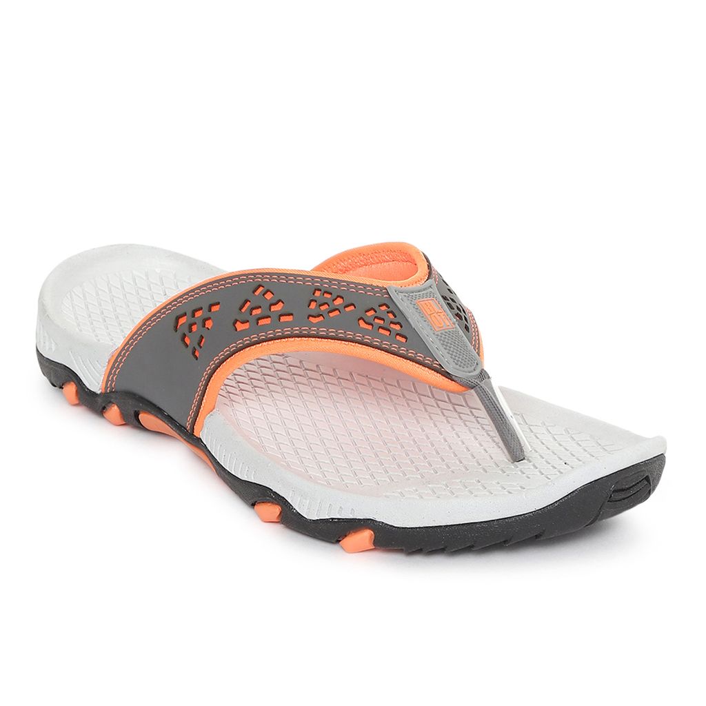 New Men Paragon Grey and Orange Ultra-Durable Everyday Flip Flops for Men 2025 at ShopCircuit | 