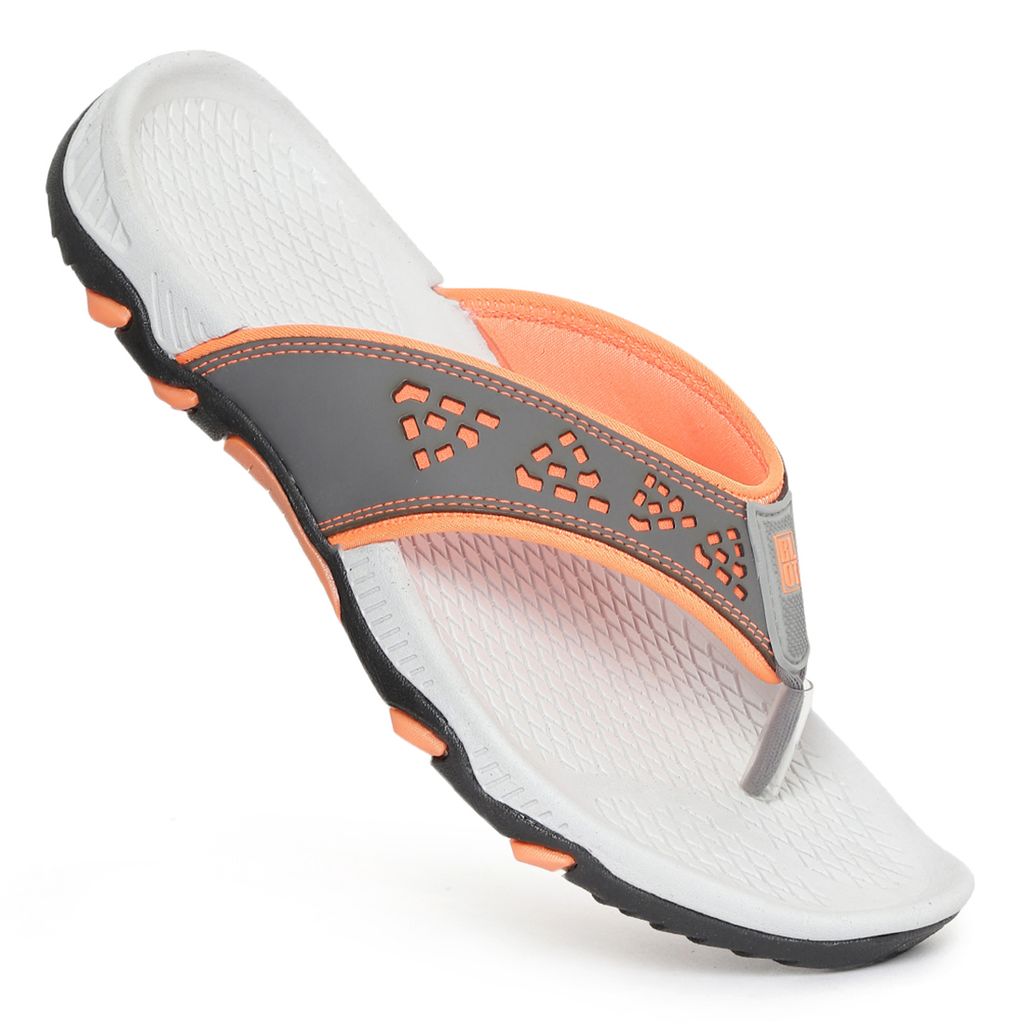 New Men Paragon Grey and Orange Ultra-Durable Everyday Flip Flops for Men 2025 at ShopCircuit | 