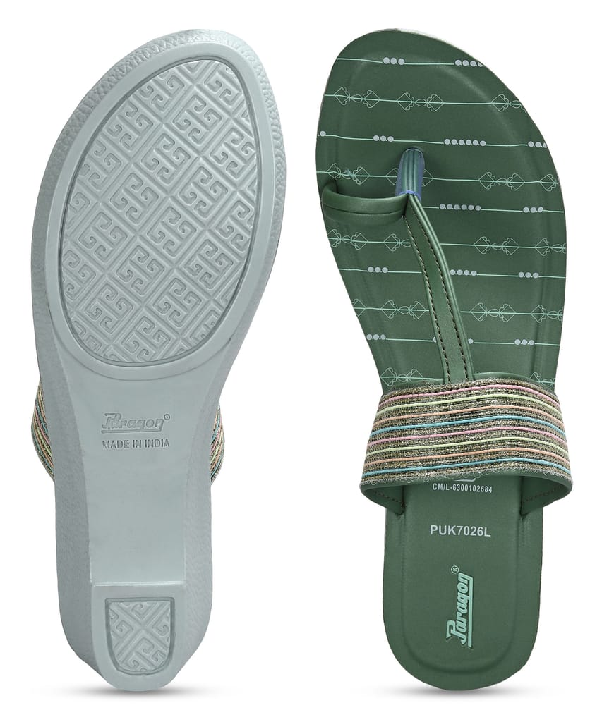 Luxurious Women Paragon Women's Green Wedge Sandals with Cushioned Sole and Sturdy Construction 
