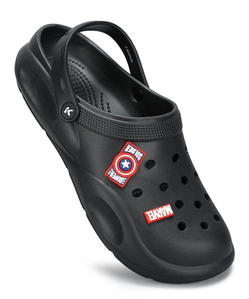 Paragon x Marvel Men's Black Clogs | Waterproof, Lightweight & Anti-Skid