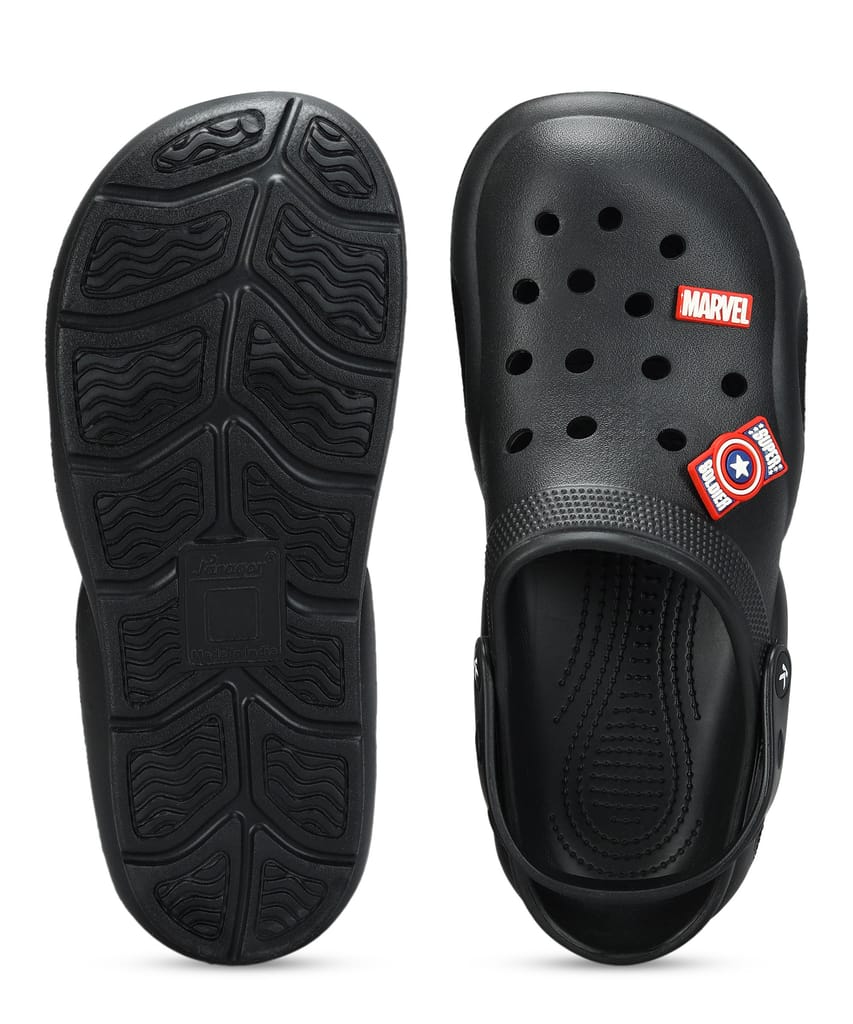 Paragon x Marvel Men's Black Clogs | Waterproof, Lightweight & Anti-Skid