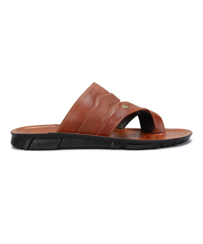 Paragon Men's Slip-on Tan Sandals for Men | Comfortable Sole & Durable
