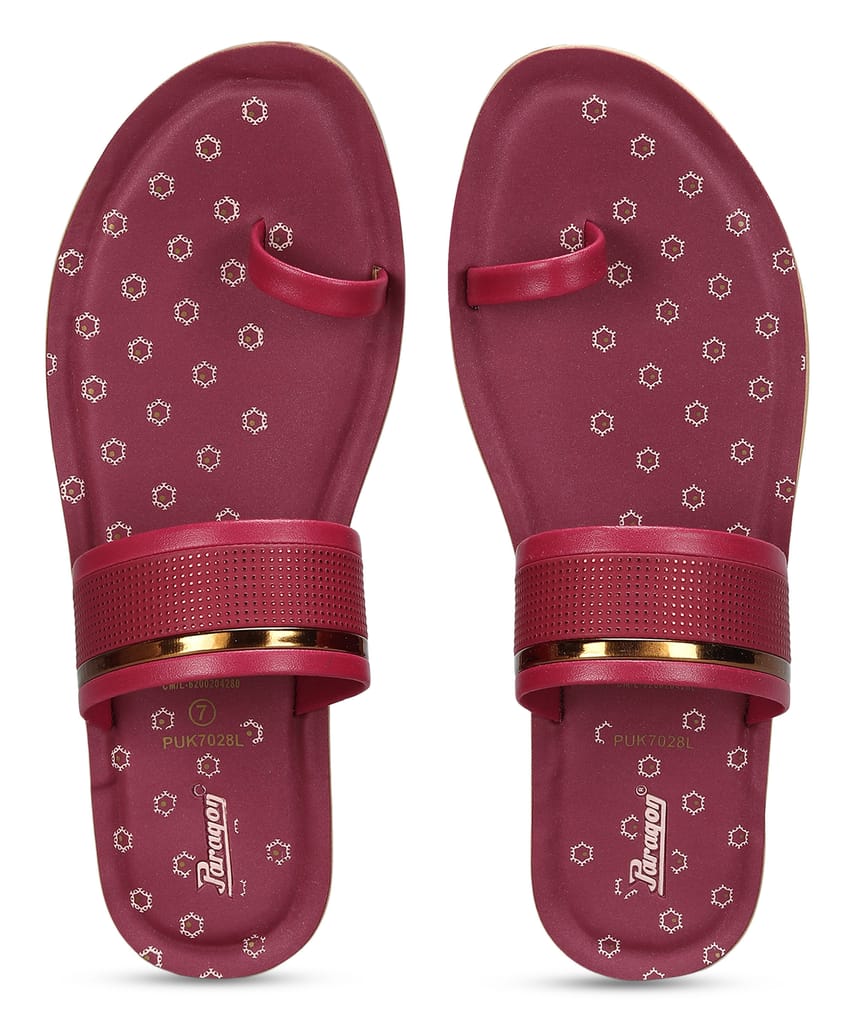 Affordable Women Paragon Women's Slip On Flat Maroon Sandals | Durable Dailywear Sandals 2025 at
