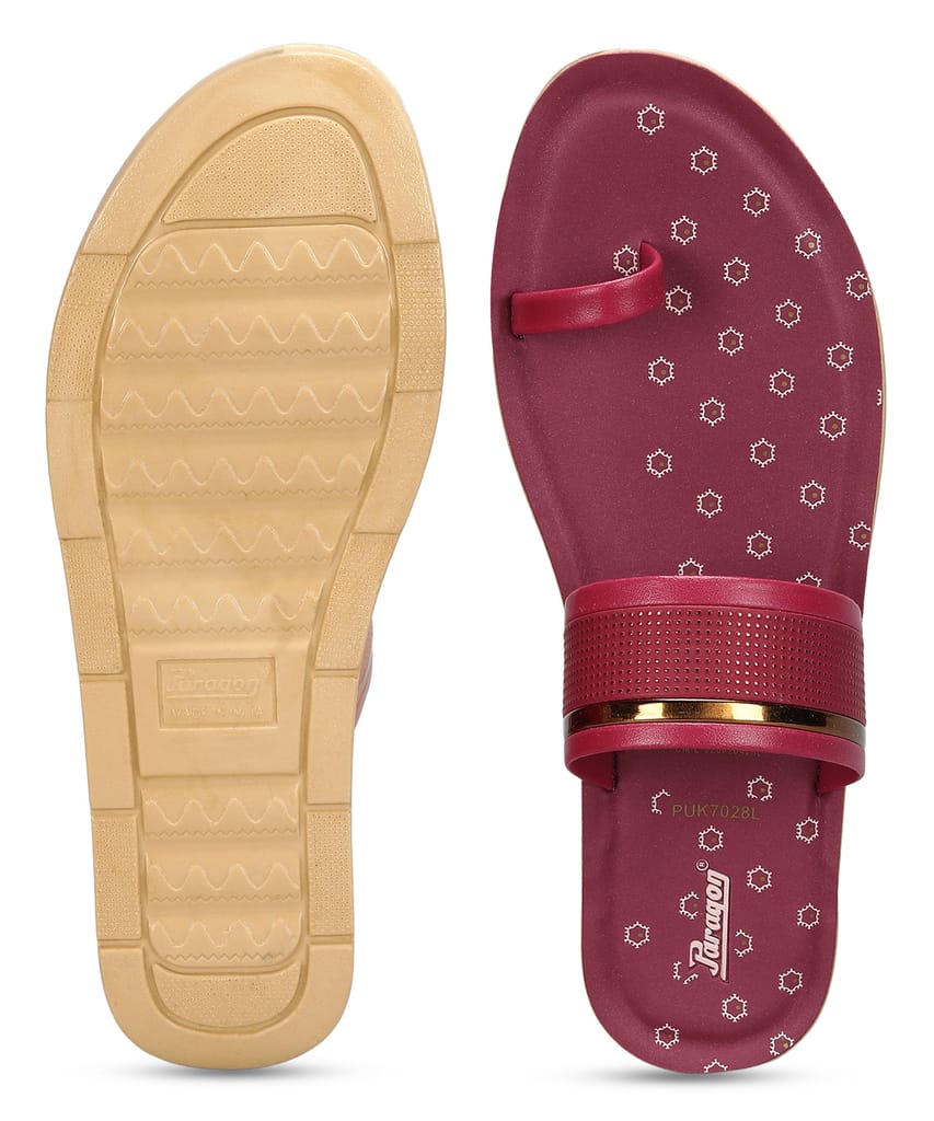 Affordable Women Paragon Women's Slip On Flat Maroon Sandals | Durable Dailywear Sandals 2025 at