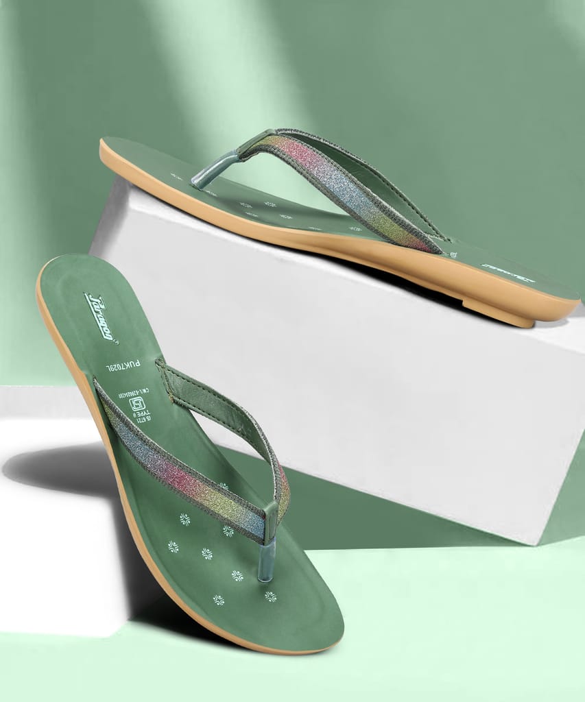 Top Women Paragon Women's Slip On Flat Green Sandals | Durable Dailywear Sandals 2025 at ShopCir