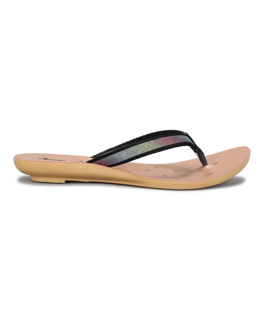 Chic Women Paragon Women's Slip On Flat Black Sandals | Durable Dailywear Sandals 2025 at ShopCi