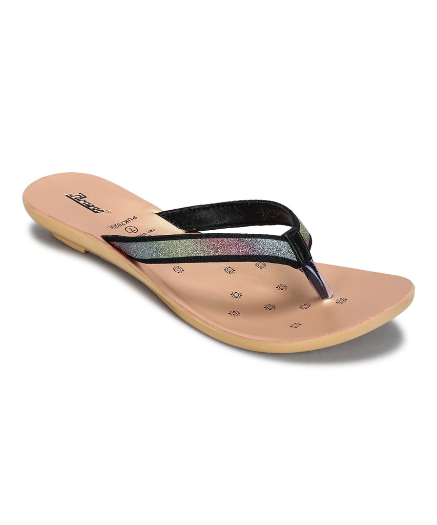 Chic Women Paragon Women's Slip On Flat Black Sandals | Durable Dailywear Sandals 2025 at ShopCi