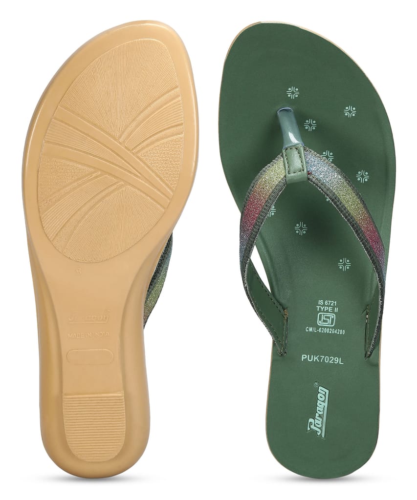 Top Women Paragon Women's Slip On Flat Green Sandals | Durable Dailywear Sandals 2025 at ShopCir