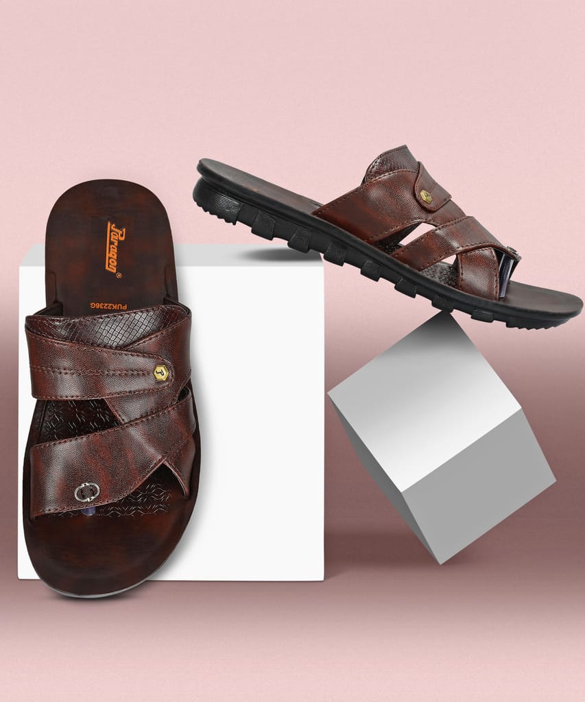 Elegant Men Paragon Men's Slip-on Brown Sandals for Men | Comfortable Sole & Durable 2025 at Sho