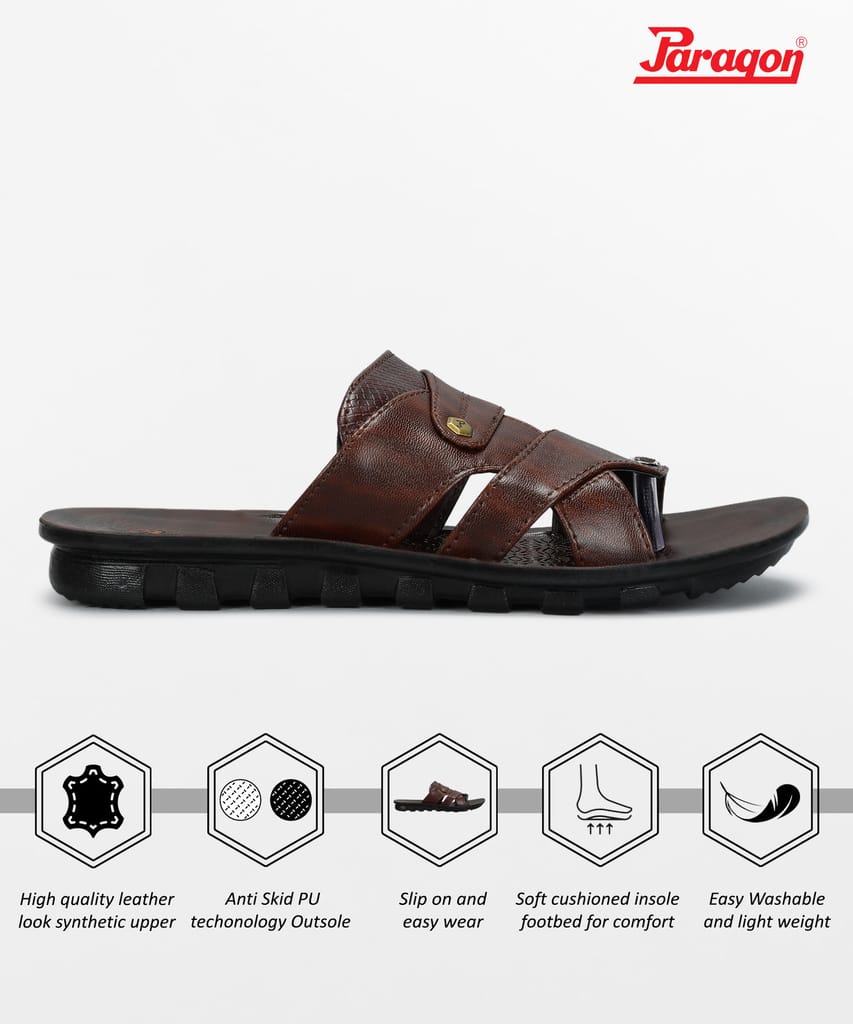 Elegant Men Paragon Men's Slip-on Brown Sandals for Men | Comfortable Sole & Durable 2025 at Sho