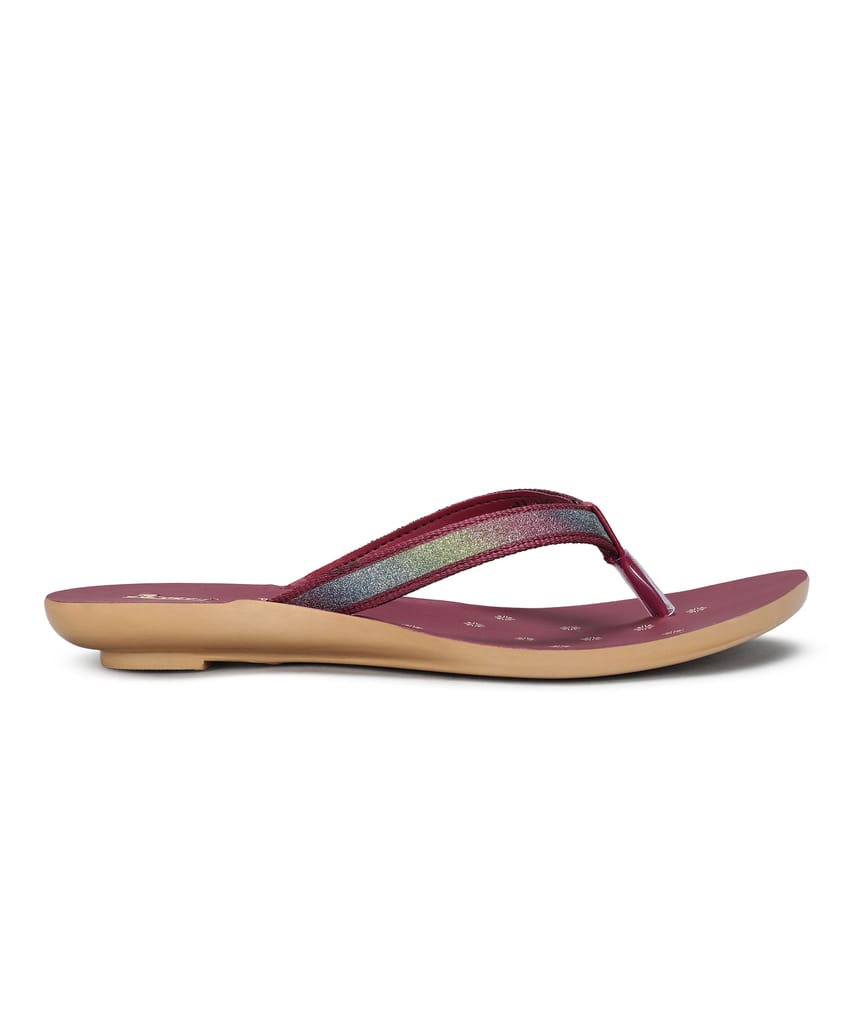 Luxurious Women Paragon Women's Slip On Flat Maroon Sandals | Durable Dailywear Sandals 2025 at 
