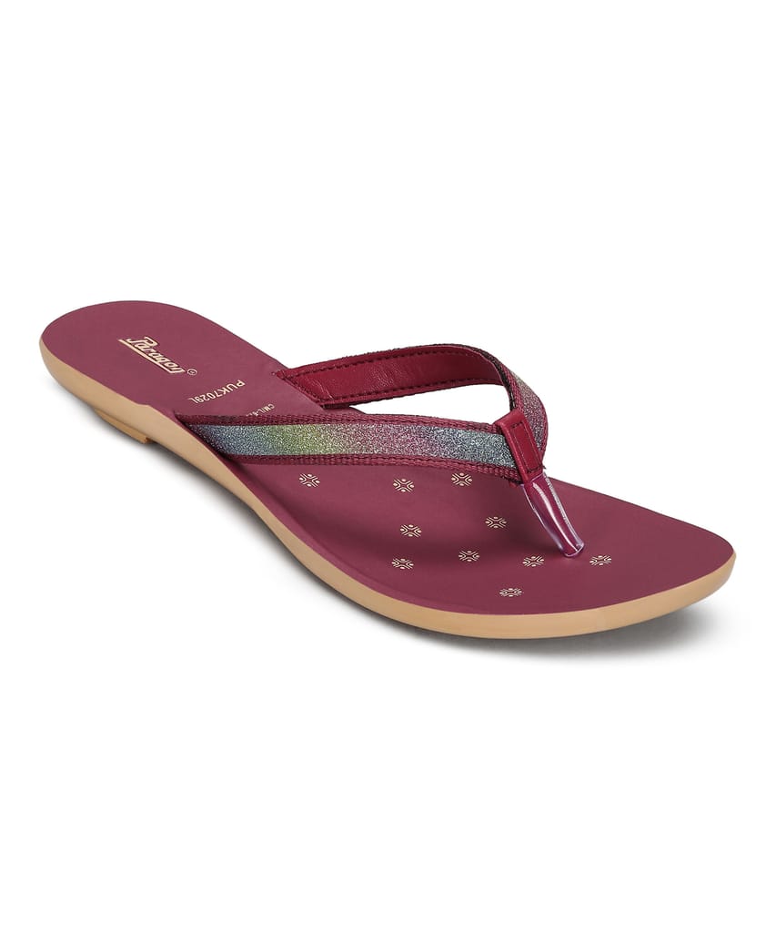Luxurious Women Paragon Women's Slip On Flat Maroon Sandals | Durable Dailywear Sandals 2025 at 