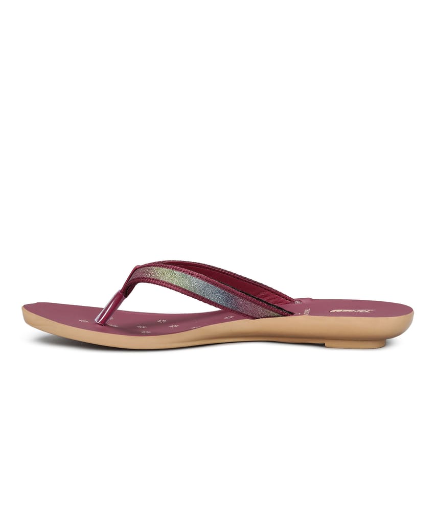 Luxurious Women Paragon Women's Slip On Flat Maroon Sandals | Durable Dailywear Sandals 2025 at 