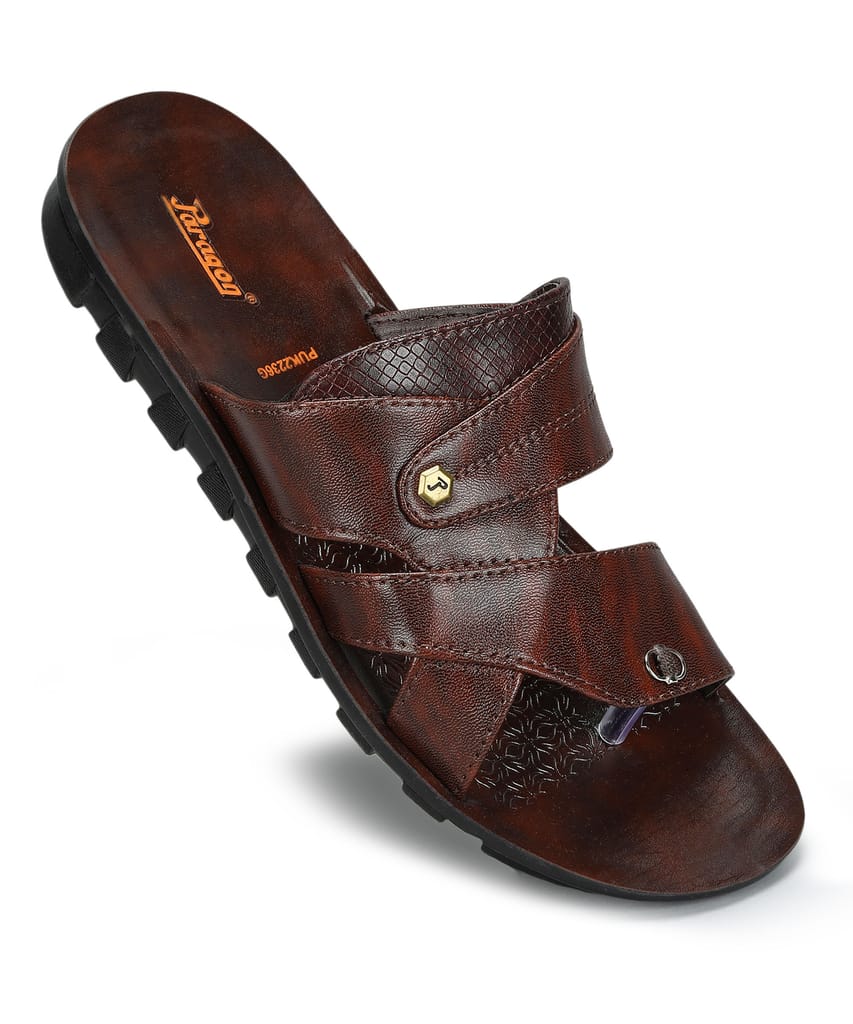 Elegant Men Paragon Men's Slip-on Brown Sandals for Men | Comfortable Sole & Durable 2025 at Sho