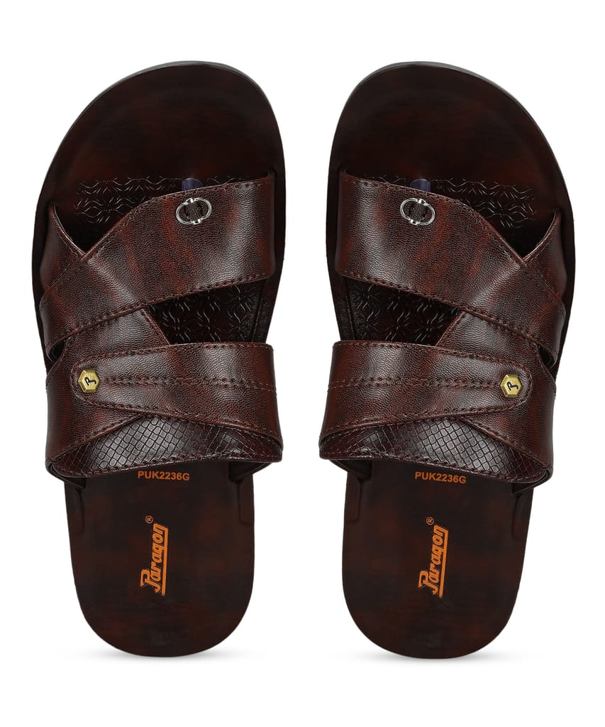 Elegant Men Paragon Men's Slip-on Brown Sandals for Men | Comfortable Sole & Durable 2025 at Sho