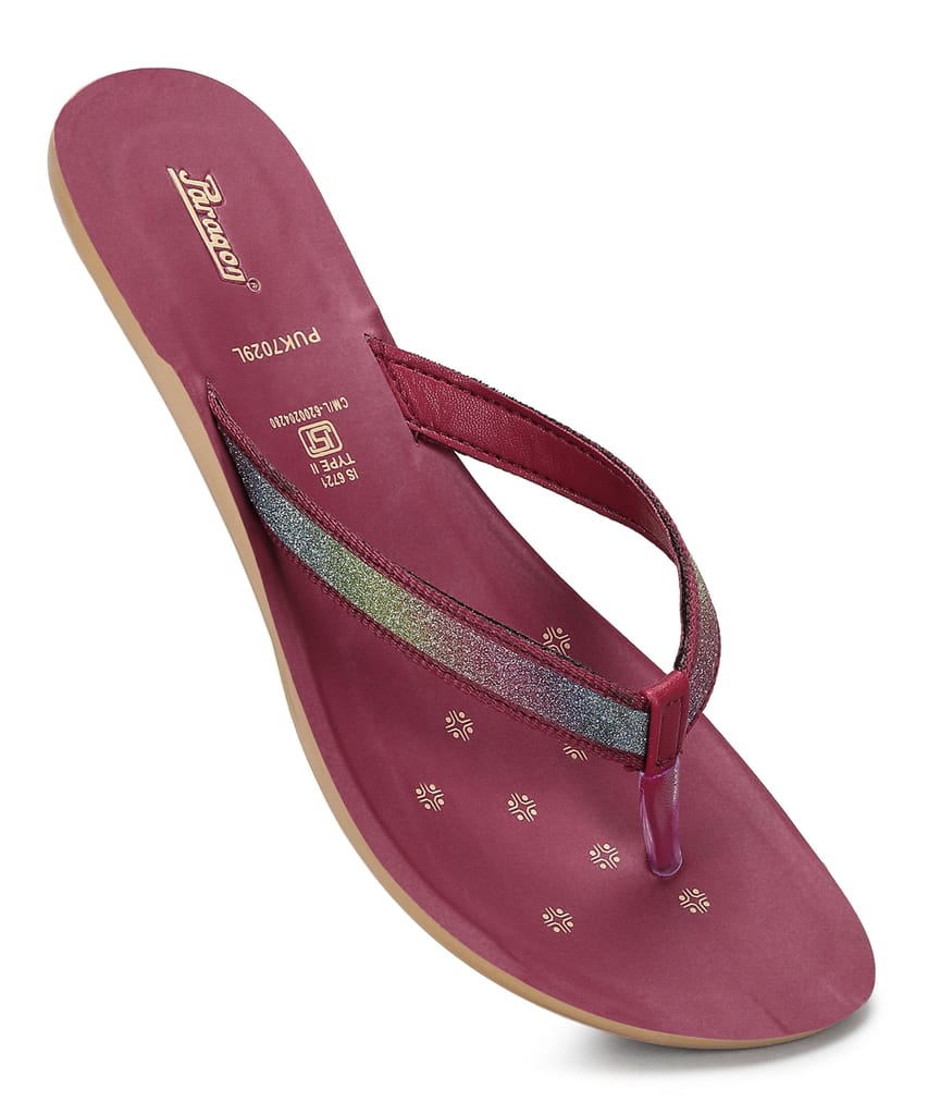 Luxurious Women Paragon Women's Slip On Flat Maroon Sandals | Durable Dailywear Sandals 2025 at 