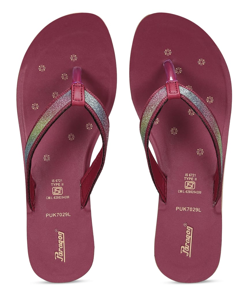 Luxurious Women Paragon Women's Slip On Flat Maroon Sandals | Durable Dailywear Sandals 2025 at 