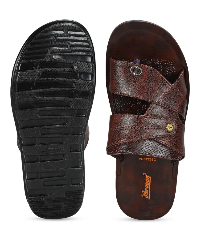 Elegant Men Paragon Men's Slip-on Brown Sandals for Men | Comfortable Sole & Durable 2025 at Sho