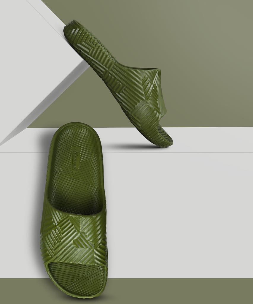 Affordable Men Paragon EVK10924G Men's Waterproof Olive Sliders with Comfortable Anti-Skid Sole 