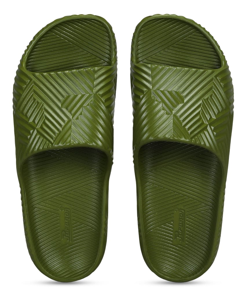 Affordable Men Paragon EVK10924G Men's Waterproof Olive Sliders with Comfortable Anti-Skid Sole 