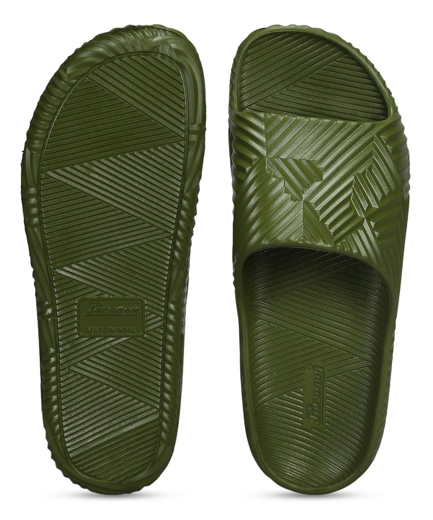 Affordable Men Paragon EVK10924G Men's Waterproof Olive Sliders with Comfortable Anti-Skid Sole 