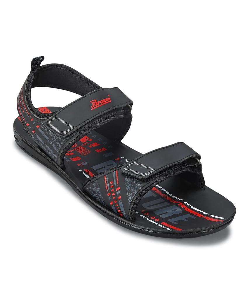 Elegant Men Paragon Men's Stylish Lightweight & Durable Black Velcro Dailywear Sandals 2025 at S
