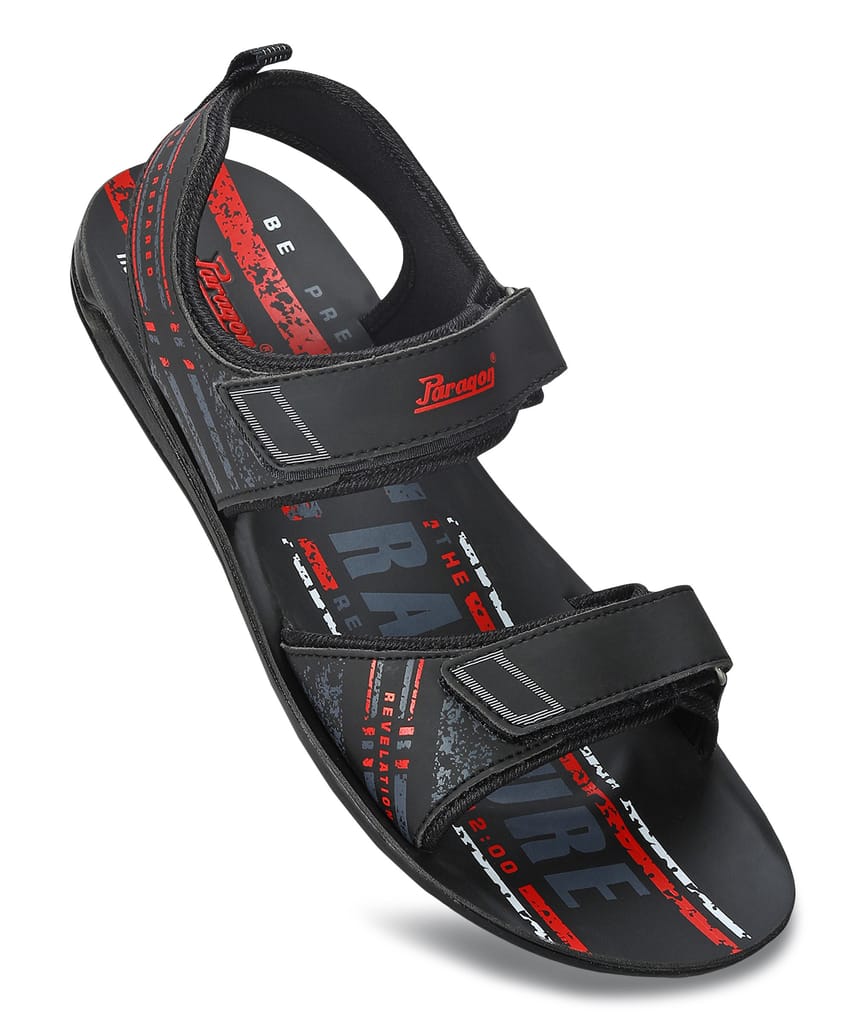 Elegant Men Paragon Men's Stylish Lightweight & Durable Black Velcro Dailywear Sandals 2025 at S