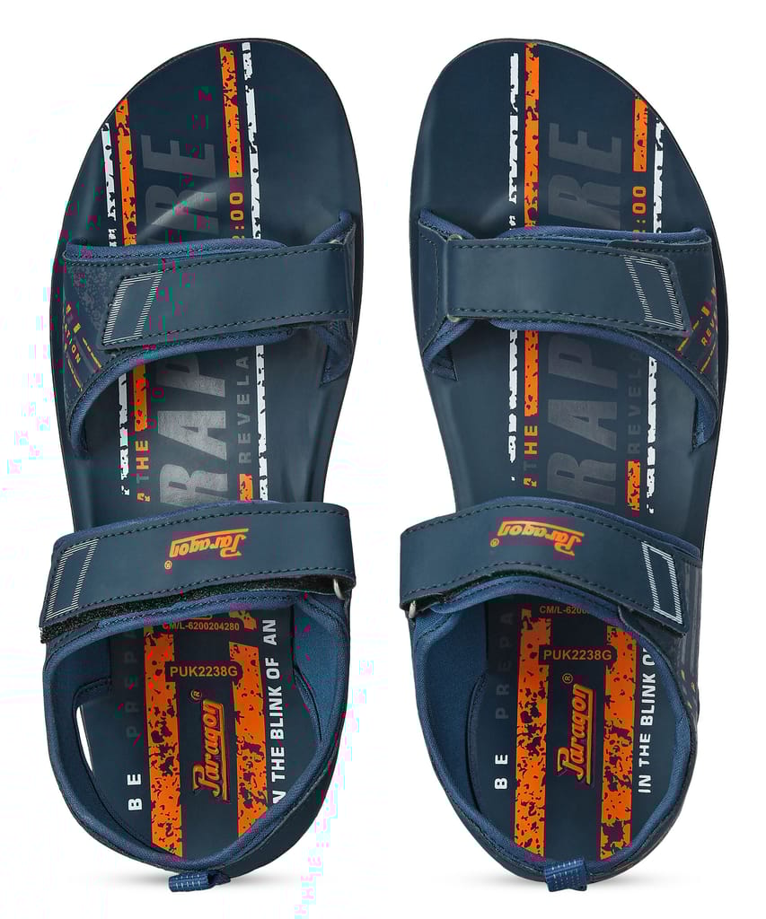 Paragon Men's Stylish Lightweight & Durable Blue Velcro Dailywear Sandals