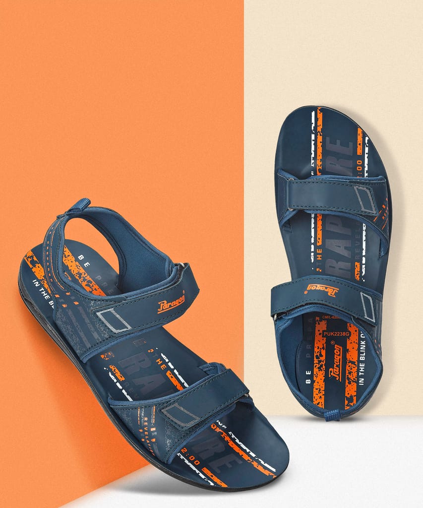 Sophisticated Men Paragon Men's Stylish Lightweight & Durable Blue Velcro Dailywear Sandals 2025