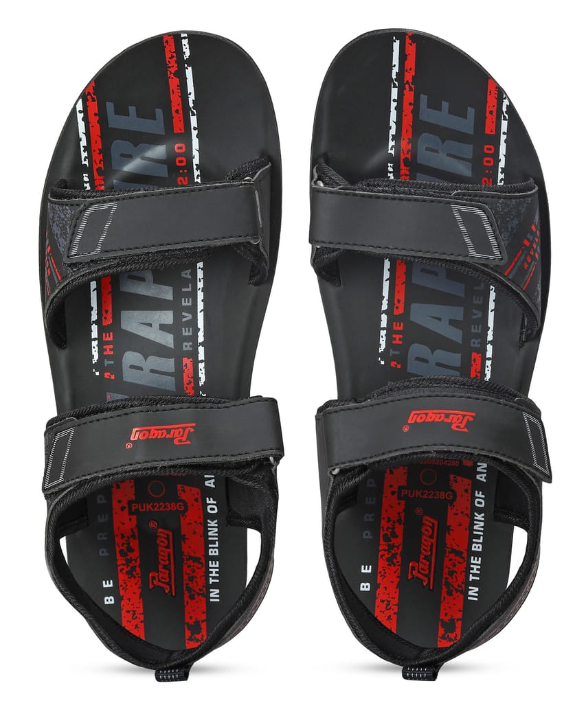 Elegant Men Paragon Men's Stylish Lightweight & Durable Black Velcro Dailywear Sandals 2025 at S