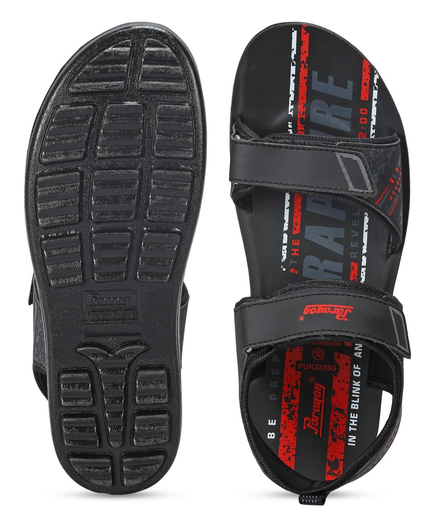 Elegant Men Paragon Men's Stylish Lightweight & Durable Black Velcro Dailywear Sandals 2025 at S