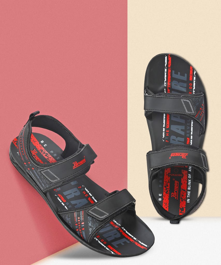 Elegant Men Paragon Men's Stylish Lightweight & Durable Black Velcro Dailywear Sandals 2025 at S