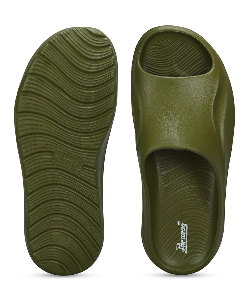 Stylish Men Paragon Men's Watreproof Green Sliders with Comfortable Anti-Skid Sole 2025 at ShopC