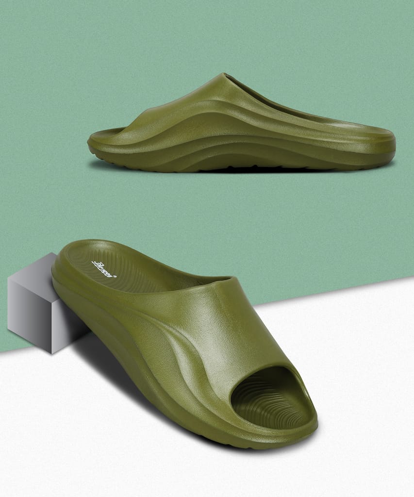 Stylish Men Paragon Men's Watreproof Green Sliders with Comfortable Anti-Skid Sole 2025 at ShopC