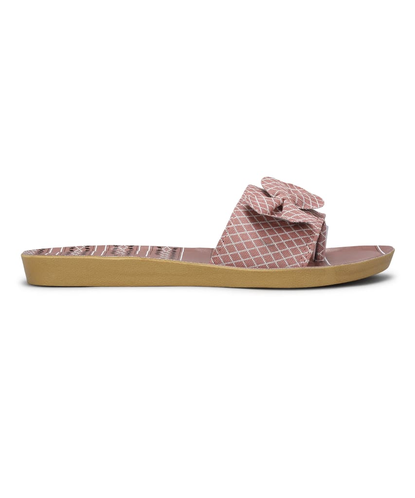 Luxurious Women Paragon Women's Pink-Grey Sliders with Anti-skid Cushioned Sole for Everyday Use