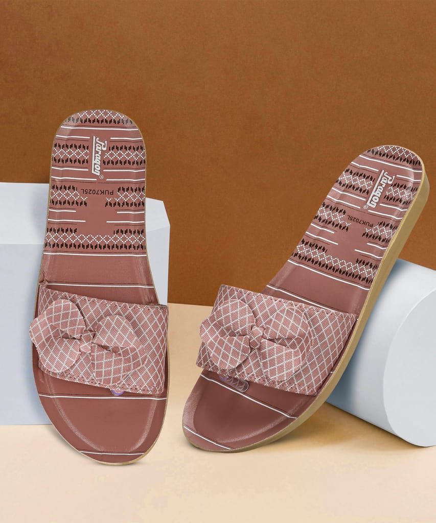Luxurious Women Paragon Women's Pink-Grey Sliders with Anti-skid Cushioned Sole for Everyday Use