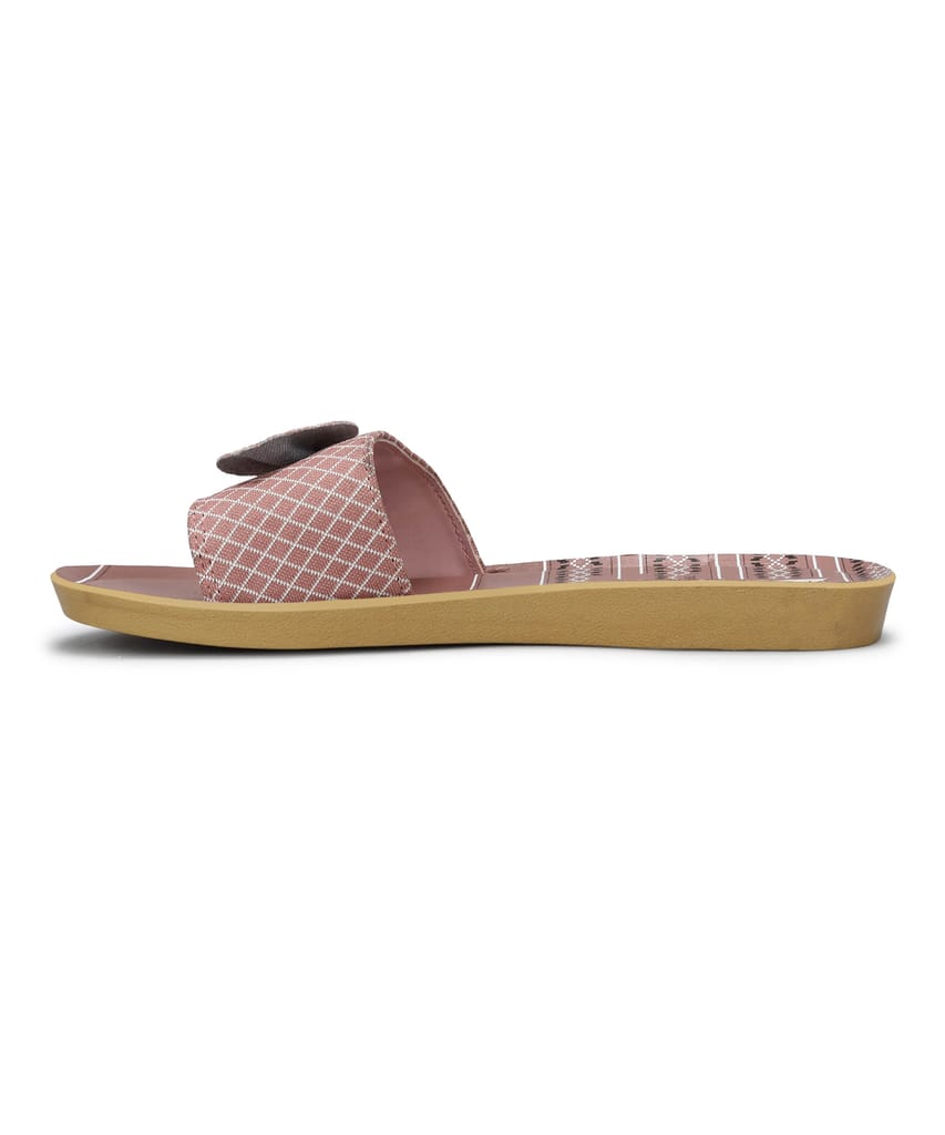 Luxurious Women Paragon Women's Pink-Grey Sliders with Anti-skid Cushioned Sole for Everyday Use