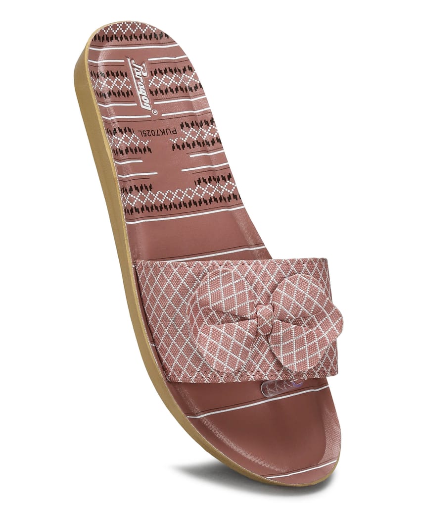 Paragon Women's Pink-Grey Sliders with Anti-skid Cushioned Sole for Everyday Use