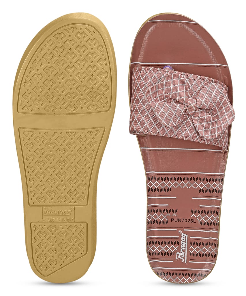 Paragon Women's Pink-Grey Sliders with Anti-skid Cushioned Sole for Everyday Use