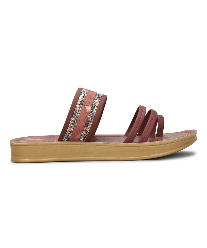 Paragon Women's Slip On Flat Fig Sandals | Durable Dailywear Sandals