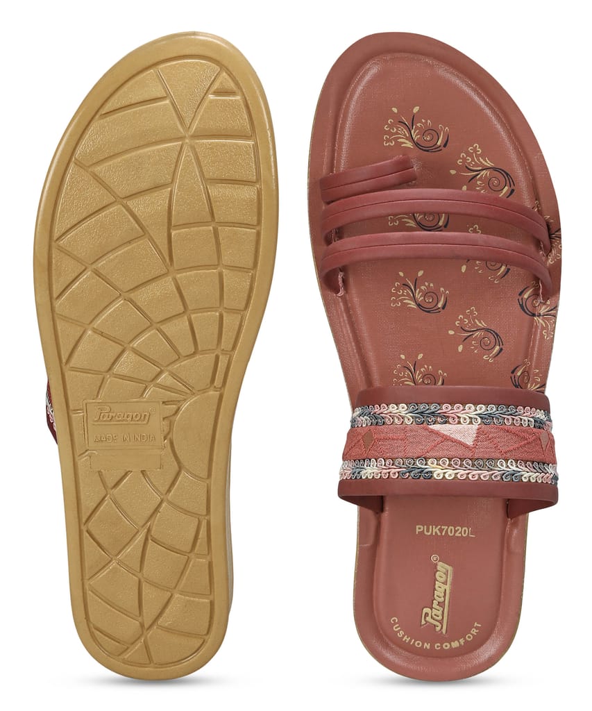 Paragon Women's Slip On Flat Fig Sandals | Durable Dailywear Sandals