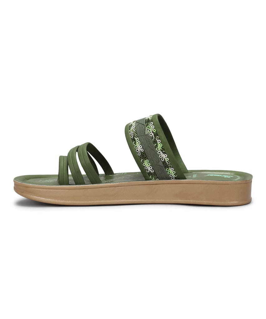 Stylish Women Paragon Women's Slip On Flat Pista Green Sandals | Durable Dailywear Sandals 2025 